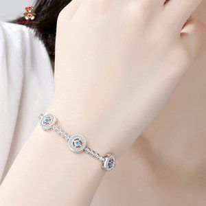 Sterling Silver Evil Eye Turkish Lucky Charm Bracelet.